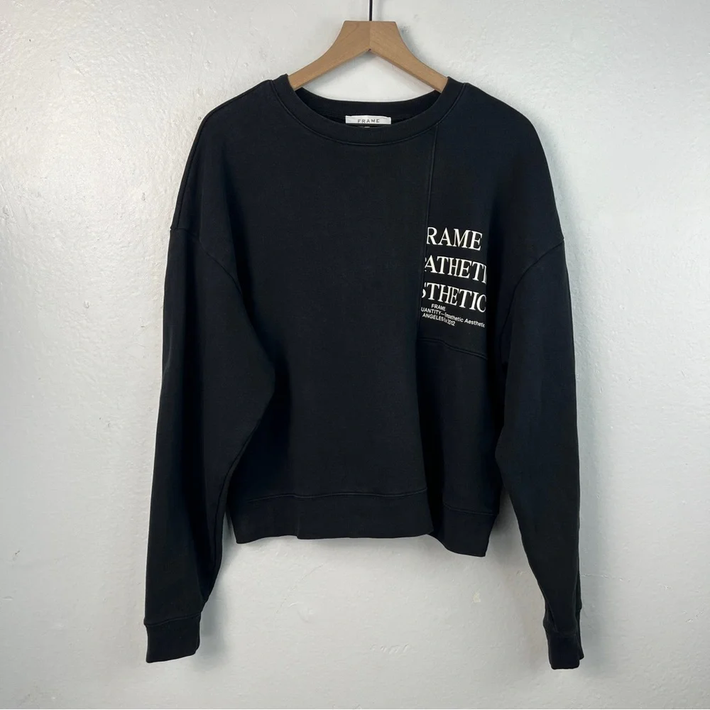 Frame Logo Print Pullover Sweatshirt Large - Picture 2 of 6